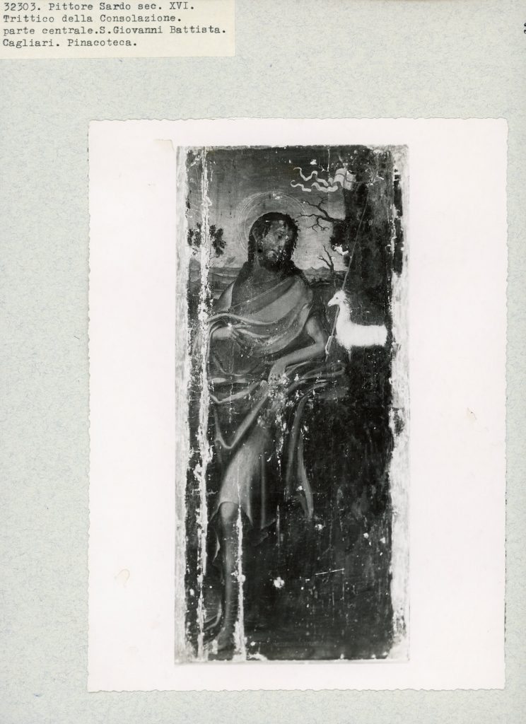 Gabinetto fotografico della Soprintendenza alle Gallerie della Sardegna, Michele Cavaro, San Giovanni Battista, gelatina ai sali d’argento, ante 1932, prima del restauro, Fototeca INSR, n. inv. 32303
