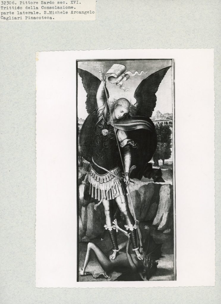 Gabinetto fotografico della Soprintendenza alle Gallerie della Sardegna, Michele Cavaro, San Michele arcangelo, gelatina ai sali d’argento, 1932-1941, dopo il restauro, Fototeca INSR, n. inv. 32306